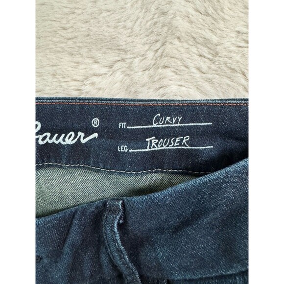 Eddie Bauer Jeans Stretch Curvy Fit Trouser Leg 5 Pocket Dark Blue Size 10 EUC - Picture 7 of 11